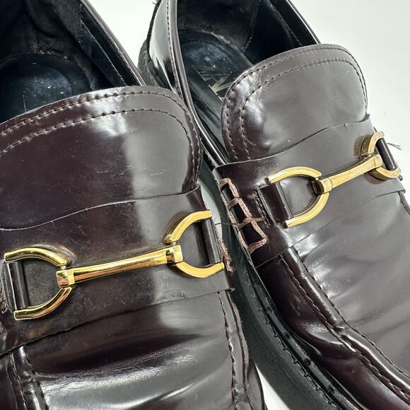 Zara Loafer Shoes Womens Size 39  Patent Leather Horsebit Chunky Heel Y2K - Picture 6 of 13